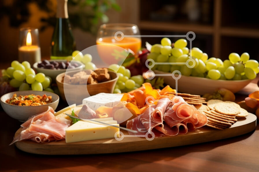 Σετ των 2 Intra Συλλεκτικό Ξύλινο Παζλ Plywood  4mm - Διακανονισμός πίνακα αλλαντικών Σε Ξύλινο Κουτί - Διαστάσεις: 10x10 cm – 25 κομμάτια