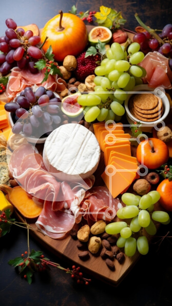 Intra Συλλεκτικό Ξύλινο Παζλ Plywood  4mm - Πίνακας αλλαντικών με φρούτα και τυριά Σε Ξύλινο Κουτί - Διαστάσεις: 10x10 cm – 25 κομμάτια