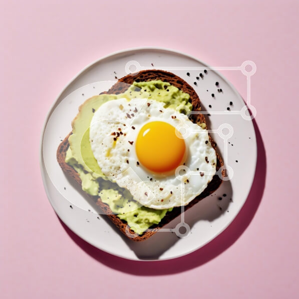 Σετ των 2 Intra Συλλεκτικό Ξύλινο Παζλ Plywood  4mm - Νόστιμο τοστ αβοκάντο με αυγό σε ροζ φόντο Σε Ξύλινο Κουτί - Διαστάσεις: 10x10 cm – 25 κομμάτια