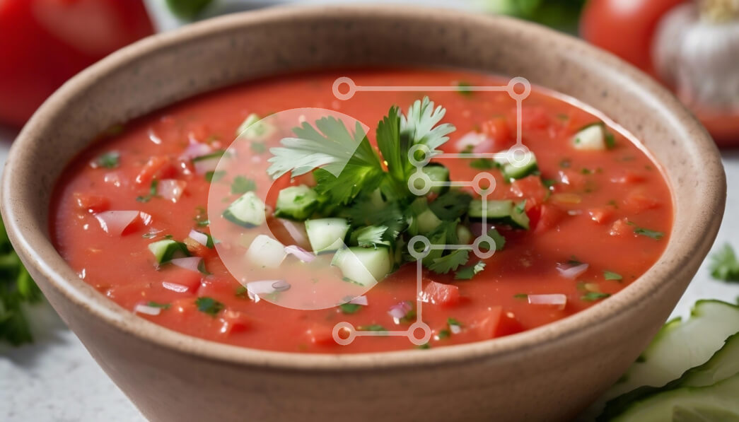 Σετ των 2 Intra Συλλεκτικό Ξύλινο Παζλ Plywood  4mm - Σούπα φρέσκιας ντομάτας με γαρνιτούρες Σε Ξύλινο Κουτί - Διαστάσεις: 10x10 cm – 25 κομμάτια