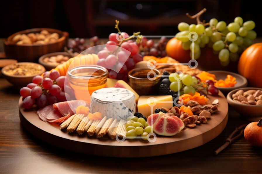 Σετ των 2 Intra Συλλεκτικό Ξύλινο Παζλ Plywood  4mm - Ζωντανή σανίδα αλλαντικών με εποχιακά στοιχεία Σε Ξύλινο Κουτί - Διαστάσεις: 10x10 cm – 25 κομμάτια