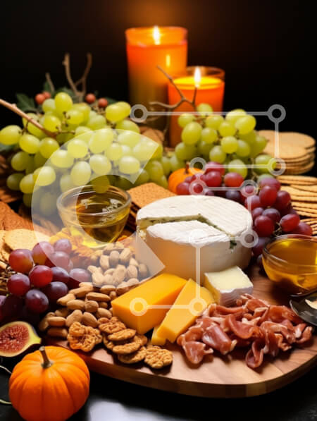 Σετ των 2 Intra Συλλεκτικό Ξύλινο Παζλ Plywood  4mm - Πίνακας τυριών και αλλαντικών με εποχιακές πινελιές Σε Ξύλινο Κουτί - Διαστάσεις: 10x10 cm – 25 κομμάτια