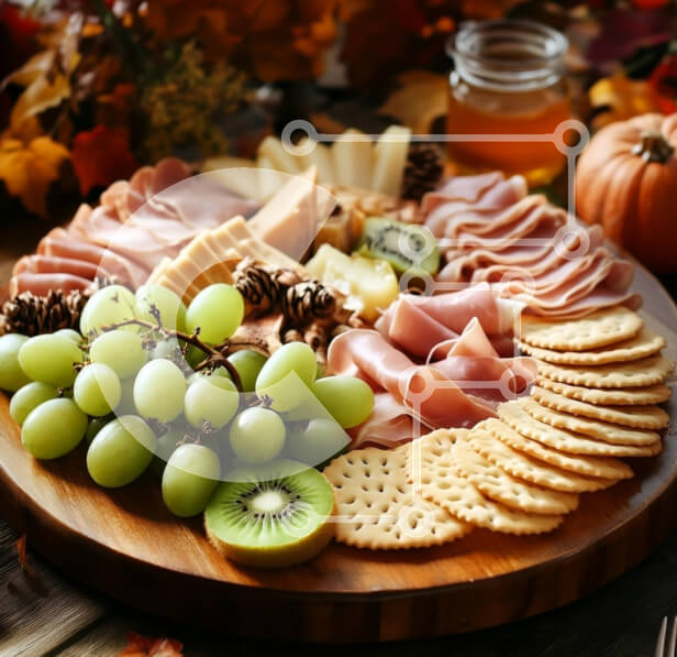 Σετ των 2 Intra Συλλεκτικό Ξύλινο Παζλ Plywood  4mm - Φθινοπωρινός πίνακας αλλαντικών Σε Ξύλινο Κουτί - Διαστάσεις: 10x10 cm – 25 κομμάτια