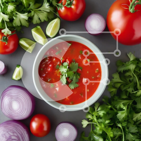 Σετ των 2 Intra Συλλεκτικό Ξύλινο Παζλ Plywood  4mm - Σούπα φρέσκιας ντομάτας με υλικά Σε Ξύλινο Κουτί - Διαστάσεις: 10x10 cm – 25 κομμάτια