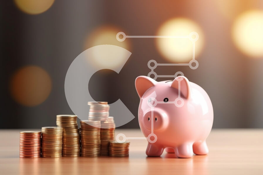 Intra Συλλεκτικό Ξύλινο Παζλ Plywood  4mm - Κουμπαράς με Στοίβες νομισμάτων Σε Ξύλινο Κουτί - Διαστάσεις Puzzle: 10x10 cm – 25 κομμάτια