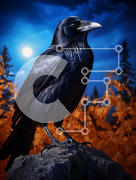 Σετ των 2 Intra Συλλεκτικό Ξύλινο Παζλ Plywood  4mm - Κοράκι σκαρφαλωμένο τη νύχτα Σε Ξύλινο Κουτί - Διαστάσεις: 10x10 cm – 25 κομμάτια