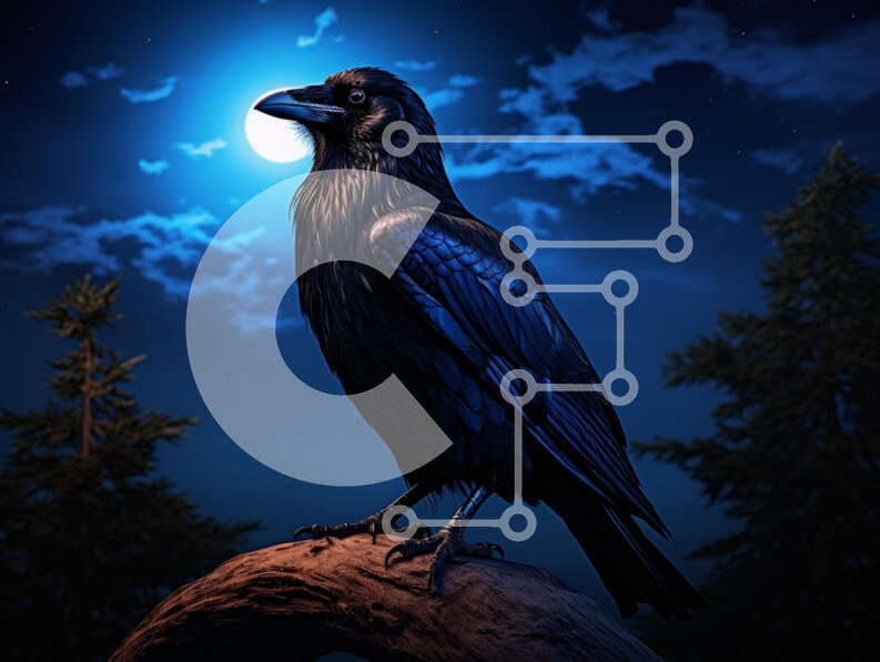 Σετ των 2 Intra Συλλεκτικό Ξύλινο Παζλ Plywood  4mm - Κοράκι κάτω από το φως του φεγγαριού Σε Ξύλινο Κουτί - Διαστάσεις: 10x10 cm – 25 κομμάτια