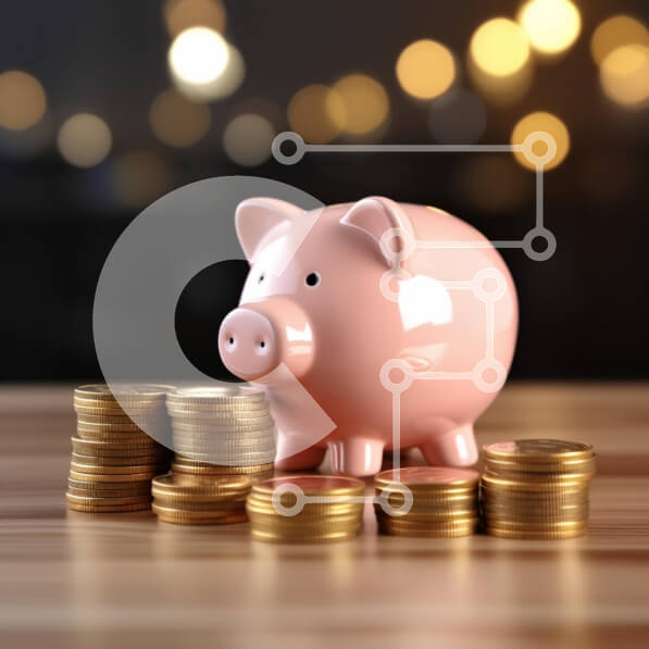 Intra Συλλεκτικό Ξύλινο Παζλ Plywood  4mm - Κουμπαράς που περιβάλλεται από νομίσματα Σε Ξύλινο Κουτί - Διαστάσεις Puzzle: 10x10 cm – 25 κομμάτια