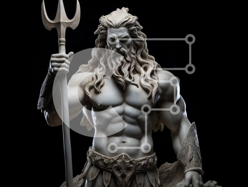 Intra Συλλεκτικό Ξύλινο Παζλ Plywood  4mm - Γλυπτό μυθολογικής φιγούρας με τρίαινα Σε Ξύλινο Κουτί - Διαστάσεις Puzzle: 10x10 cm – 25 κομμάτια