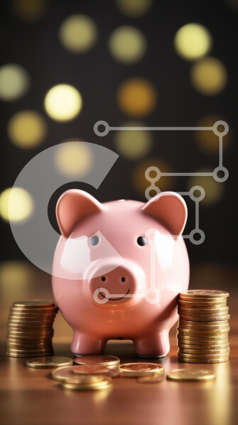 Intra Συλλεκτικό Ξύλινο Παζλ Plywood  4mm - Κουμπαράς που περιβάλλεται από νομίσματα Σε Ξύλινο Κουτί - Διαστάσεις: 10x10 cm – 25 κομμάτια