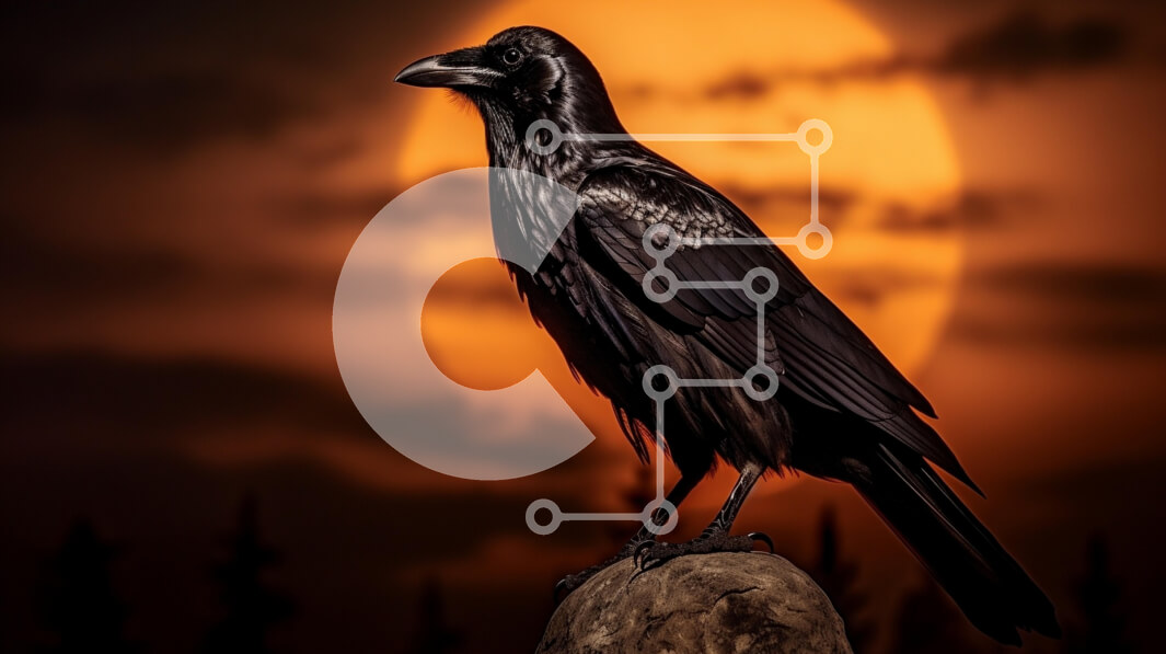 Intra Συλλεκτικό Ξύλινο Παζλ Plywood  4mm - Raven Silhouette Against Sunset Σε Ξύλινο Κουτί - Διαστάσεις: 10x10 cm – 25 κομμάτια