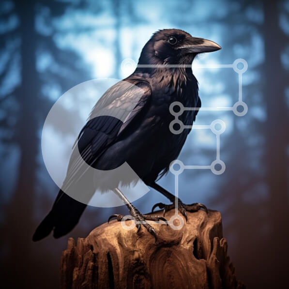 Intra Συλλεκτικό Ξύλινο Παζλ Plywood  4mm - Κοράκι σκαρφαλωμένο σε ένα κούτσουρο σε ένα δάσος Σε Ξύλινο Κουτί - Διαστάσεις: 10x10 cm – 25 κομμάτια