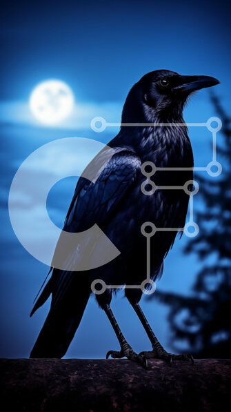 Σετ των 2 Intra Συλλεκτικό Ξύλινο Παζλ Plywood  4mm - Majestic Raven κάτω από μια πανσέληνο Σε Ξύλινο Κουτί - Διαστάσεις: 10x10 cm – 25 κομμάτια