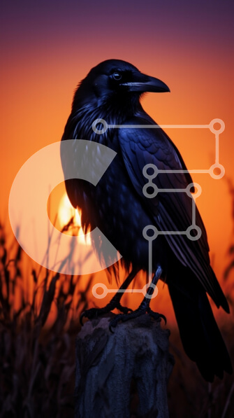 Σετ των 2 Intra Συλλεκτικό Ξύλινο Παζλ Plywood  4mm - Raven Silhouette Against Sunset Σε Ξύλινο Κουτί - Διαστάσεις: 10x10 cm – 25 κομμάτια