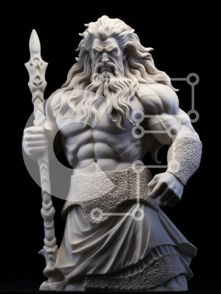 Intra Συλλεκτικό Ξύλινο Παζλ Plywood  4mm - Γλυπτό Μυθολογικής Φιγούρας Κρατώντας Δόρυ Σε Ξύλινο Κουτί - Διαστάσεις Puzzle: 10x10 cm – 25 κομμάτια