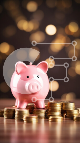 Intra Συλλεκτικό Ξύλινο Παζλ Plywood  4mm - Κουμπαράς που περιβάλλεται από χρυσά νομίσματα Σε Ξύλινο Κουτί - Διαστάσεις: 10x10 cm – 25 κομμάτια