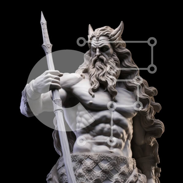 Intra Συλλεκτικό Ξύλινο Παζλ Plywood  4mm - Γλυπτό μιας μυϊκής θεότητας που κρατά ένα δόρυ Σε Ξύλινο Κουτί - Διαστάσεις Puzzle: 10x10 cm – 25 κομμάτια