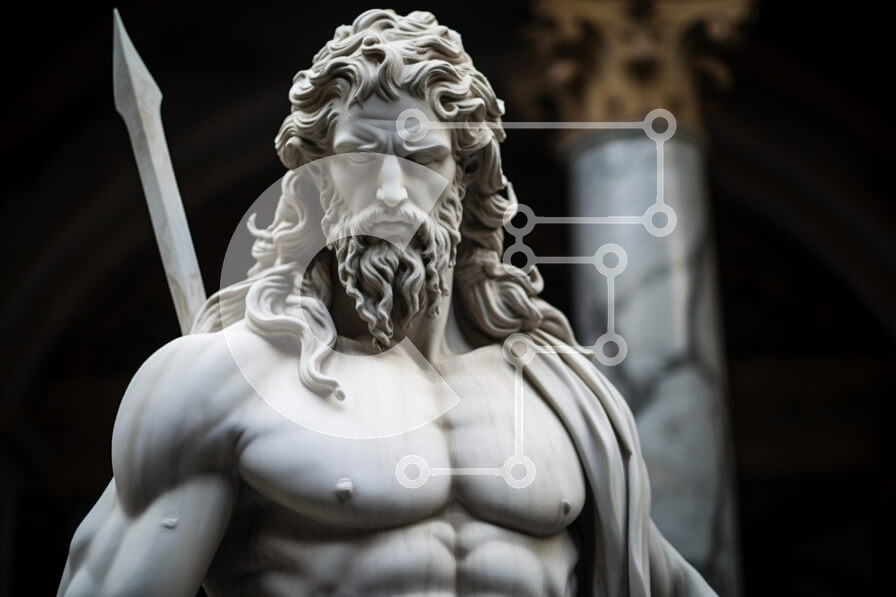 Intra Συλλεκτικό Ξύλινο Παζλ Plywood  4mm - Μαρμάρινο άγαλμα μυώδους μορφής με δόρυ Σε Ξύλινο Κουτί - Διαστάσεις Puzzle: 10x10 cm – 25 κομμάτια