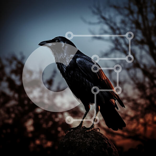 Intra Συλλεκτικό Ξύλινο Παζλ Plywood  4mm - Κοράκι στο σούρουπο Σε Ξύλινο Κουτί - Διαστάσεις: 10x10 cm – 25 κομμάτια