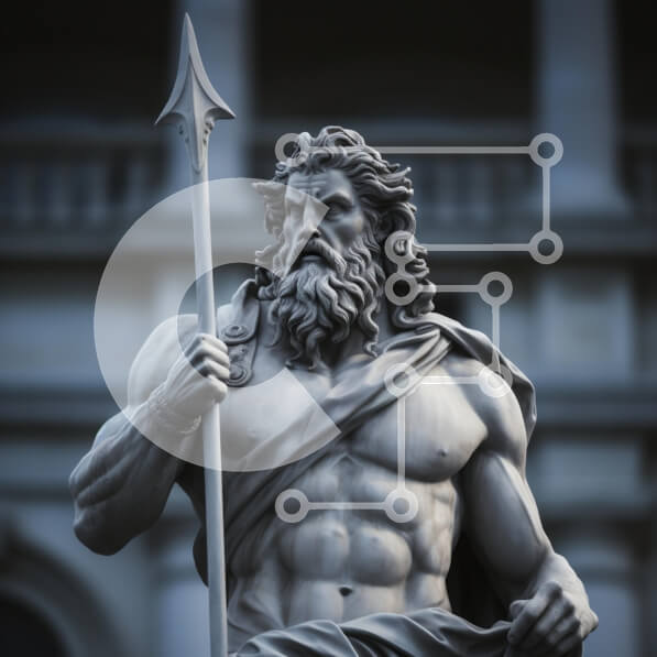 Intra Συλλεκτικό Ξύλινο Παζλ Plywood  4mm - Μυώδες άγαλμα ενός Έλληνα θεού που κρατά ένα δόρυ Σε Ξύλινο Κουτί - Διαστάσεις Puzzle: 10x10 cm – 25 κομμάτια