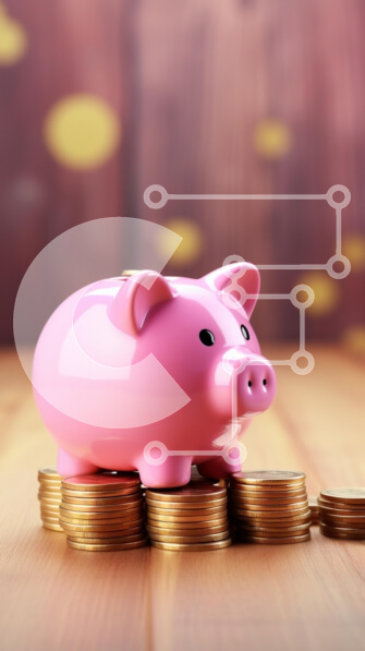 Intra Συλλεκτικό Ξύλινο Παζλ Plywood  4mm - Ροζ κουμπαράς σε χρυσά νομίσματα Σε Ξύλινο Κουτί - Διαστάσεις: 10x10 cm – 25 κομμάτια