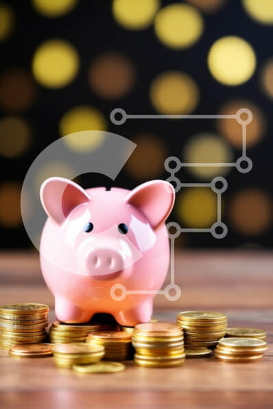 Intra Συλλεκτικό Ξύλινο Παζλ Plywood  4mm - Ροζ κουμπαράς που περιβάλλεται από νομίσματα Σε Ξύλινο Κουτί - Διαστάσεις: 10x10 cm – 25 κομμάτια