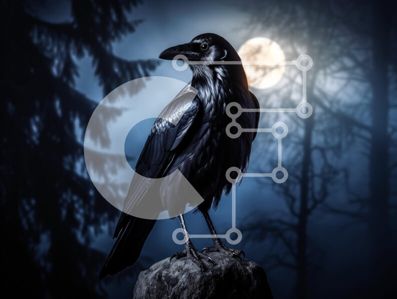 Σετ των 2 Intra Συλλεκτικό Ξύλινο Παζλ Plywood  4mm - Κοράκι στο σεληνόφως Σε Ξύλινο Κουτί - Διαστάσεις: 10x10 cm – 25 κομμάτια