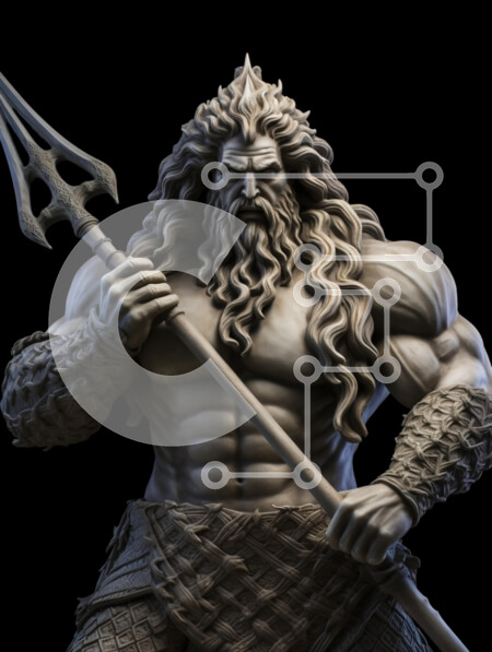 Intra Συλλεκτικό Ξύλινο Παζλ Plywood  4mm - Γλυπτό μυθολογικού θεού με τρίαινα Σε Ξύλινο Κουτί - Διαστάσεις Puzzle: 10x10 cm – 25 κομμάτια