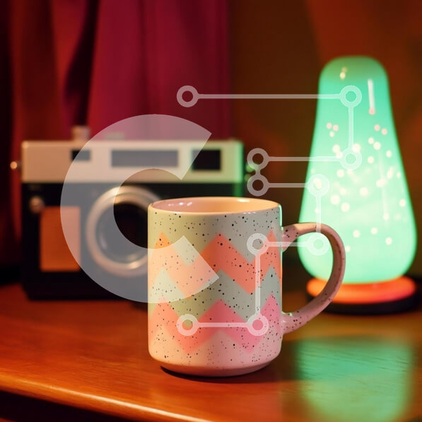 Intra Συλλεκτικό Ξύλινο Παζλ Plywood  4mm - Άνετη σκηνή εσωτερικού χώρου με πολύχρωμη κούπα και vintage διακόσμηση Σε Ξύλινο Κουτί - Διαστάσεις Puzzle: 10x10 cm – 25 κομμάτια