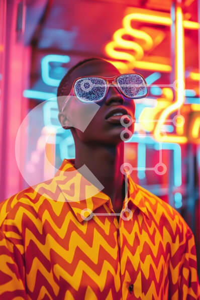 Intra Συλλεκτικό Ξύλινο Παζλ Plywood  4mm - Μοντέρνο άτομο σε φώτα νέον Σε Ξύλινο Κουτί - Διαστάσεις Puzzle: 10x10 cm – 25 κομμάτια