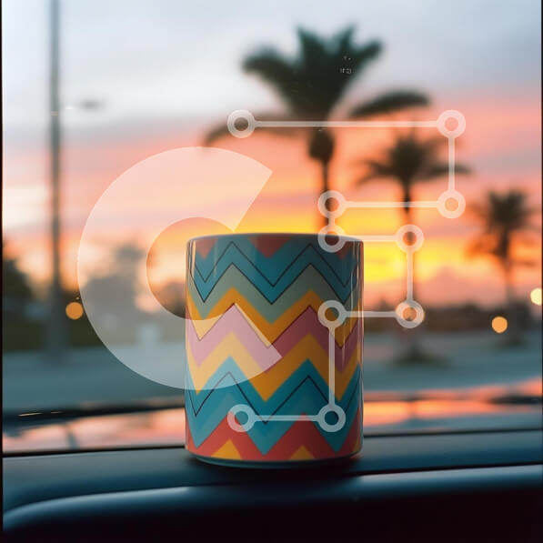 Intra Συλλεκτικό Ξύλινο Παζλ Plywood  4mm - Πολύχρωμη κούπα σε φόντο ηλιοβασιλέματος Σε Ξύλινο Κουτί - Διαστάσεις: 10x10 cm – 25 κομμάτια