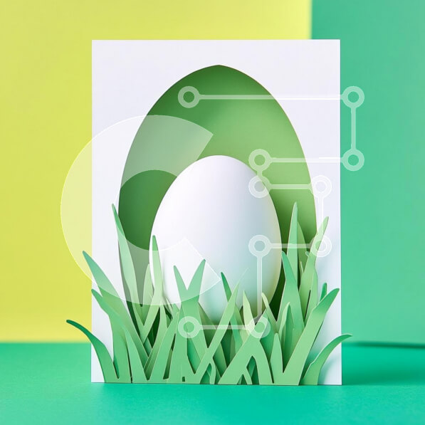 Intra Συλλεκτικό Ξύλινο Παζλ Plywood  4mm - Χαρτί κοπή αυγού σε γρασίδι Σε Ξύλινο Κουτί - Διαστάσεις Puzzle: 10x10 cm – 25 κομμάτια