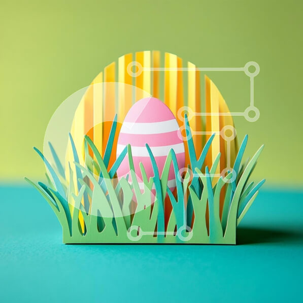 Intra Συλλεκτικό Ξύλινο Παζλ Plywood  4mm - Πολύχρωμο Πασχαλινό αυγό στη σκηνή χειροτεχνίας από χαρτί Σε Ξύλινο Κουτί - Διαστάσεις: 10x10 cm – 25 κομμάτια