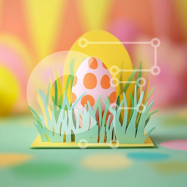 Intra Συλλεκτικό Ξύλινο Παζλ Plywood  4mm - Πολύχρωμο Πασχαλινό αυγό στη χλόη Σε Ξύλινο Κουτί - Διαστάσεις: 10x10 cm – 25 κομμάτια