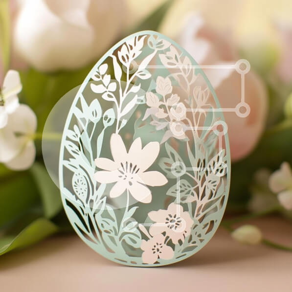 Intra Συλλεκτικό Ξύλινο Παζλ Plywood  4mm - Διακοσμητικό αυγό κομμένο σε χαρτί με λουλουδάτα σχέδια Σε Ξύλινο Κουτί - Διαστάσεις: 10x10 cm – 25 κομμάτια