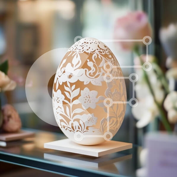 Intra Συλλεκτικό Ξύλινο Παζλ Plywood  4mm - Διακοσμητικό φωτιστικό αυγών με λουλουδάτα σχέδια Σε Ξύλινο Κουτί - Διαστάσεις Puzzle: 10x10 cm – 25 κομμάτια