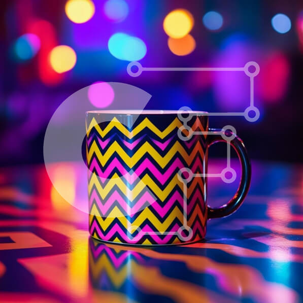 Intra Συλλεκτικό Ξύλινο Παζλ Plywood  4mm - Πολύχρωμη κούπα ζιγκ-ζαγκ σε ανακλαστική επιφάνεια Σε Ξύλινο Κουτί - Διαστάσεις: 10x10 cm – 25 κομμάτια