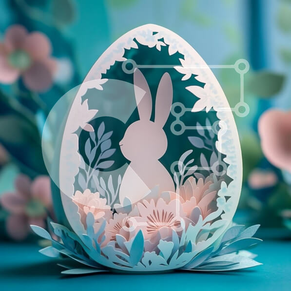 Intra Συλλεκτικό Ξύλινο Παζλ Plywood  4mm - Πασχαλινό αυγό με σιλουέτα λαγουδάκι Σε Ξύλινο Κουτί - Διαστάσεις: 10x10 cm – 25 κομμάτια