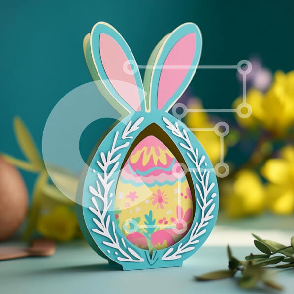 Intra Συλλεκτικό Ξύλινο Παζλ Plywood  4mm - Πολύχρωμο πασχαλινό λαγουδάκι Σε Ξύλινο Κουτί - Διαστάσεις: 10x10 cm – 25 κομμάτια