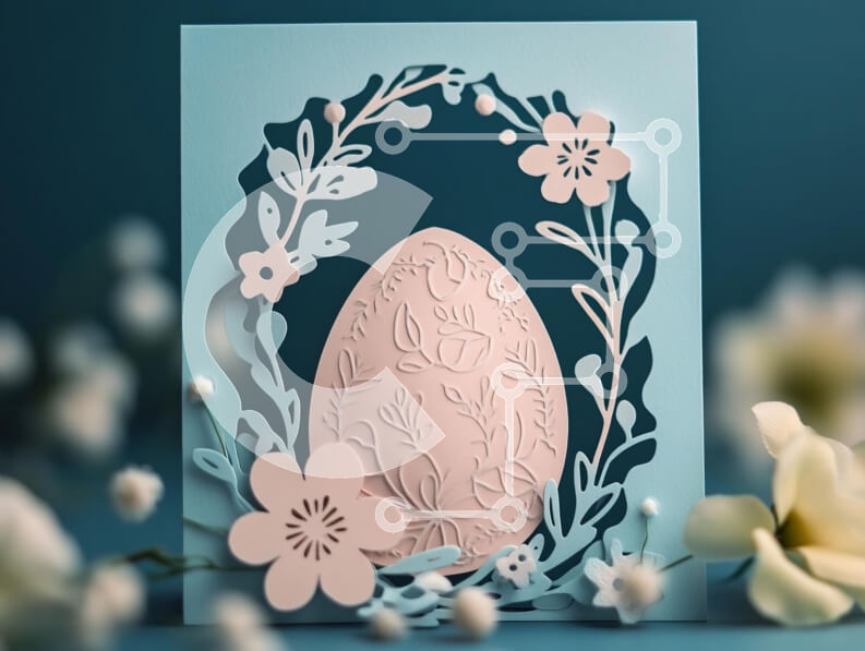 Intra Συλλεκτικό Ξύλινο Παζλ Plywood  4mm - Πασχαλινή ευχετήρια κάρτα με λουλουδάτο σχέδιο Σε Ξύλινο Κουτί - Διαστάσεις Puzzle: 10x10 cm – 25 κομμάτια