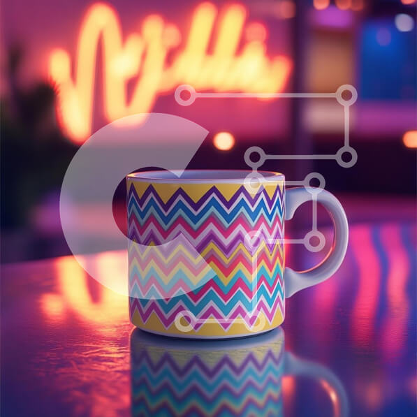 Intra Συλλεκτικό Ξύλινο Παζλ Plywood  4mm - Πολύχρωμη κούπα με μοτίβο ζιγκ-ζαγκ σε ανακλαστική επιφάνεια Σε Ξύλινο Κουτί - Διαστάσεις: 10x10 cm – 25 κομμάτια