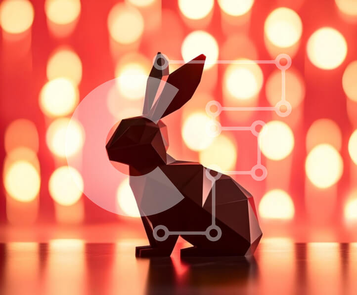 Intra Συλλεκτικό Ξύλινο Παζλ Plywood  4mm - Γεωμετρικό γλυπτό μαύρου κουνελιού με ζεστό φόντο Σε Ξύλινο Κουτί - Διαστάσεις Puzzle: 10x10 cm – 25 κομμάτια