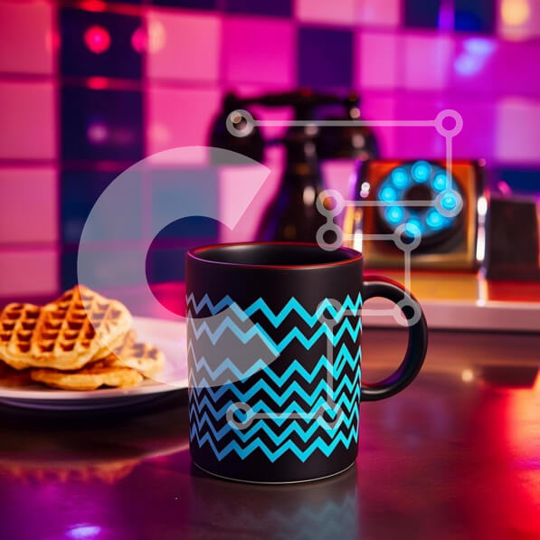 Σετ των 2 Intra Συλλεκτικό Ξύλινο Παζλ Plywood  4mm - Κομψή κούπα με βάφλες και ρετρό φόντο Σε Ξύλινο Κουτί - Διαστάσεις: 10x10 cm – 25 κομμάτια