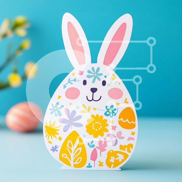 Intra Συλλεκτικό Ξύλινο Παζλ Plywood  4mm - Πολύχρωμο Κουνελάκι για το Πάσχα Σε Ξύλινο Κουτί - Διαστάσεις: 10x10 cm – 25 κομμάτια