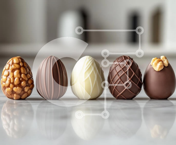 Σετ των 2 Intra Συλλεκτικό Ξύλινο Παζλ Plywood  4mm - Σοκολατένια αυγά Artisan Σε Ξύλινο Κουτί - Διαστάσεις: 10x10 cm – 25 κομμάτια