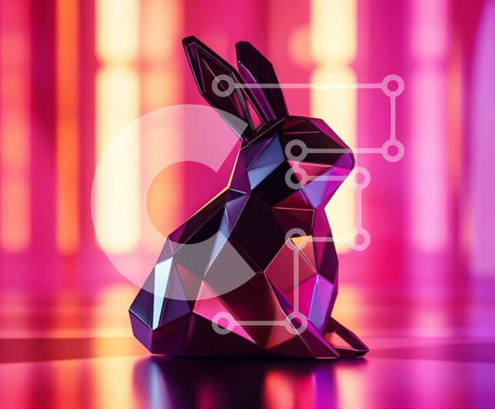 Intra Συλλεκτικό Ξύλινο Παζλ Plywood  4mm - Γεωμετρικό μαύρο κουνέλι σε πολύχρωμο φόντο Σε Ξύλινο Κουτί - Διαστάσεις Puzzle: 10x10 cm – 25 κομμάτια