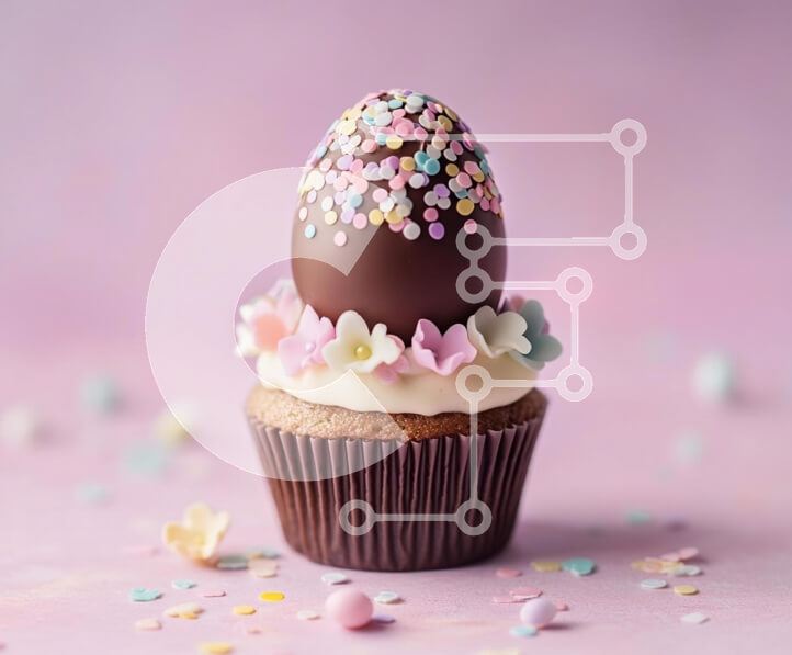 Σετ των 2 Intra Συλλεκτικό Ξύλινο Παζλ Plywood  4mm - Γιορτινά διακοσμημένο Cupcake με σοκολατένιο αυγό Σε Ξύλινο Κουτί - Διαστάσεις: 10x10 cm – 25 κομμάτια