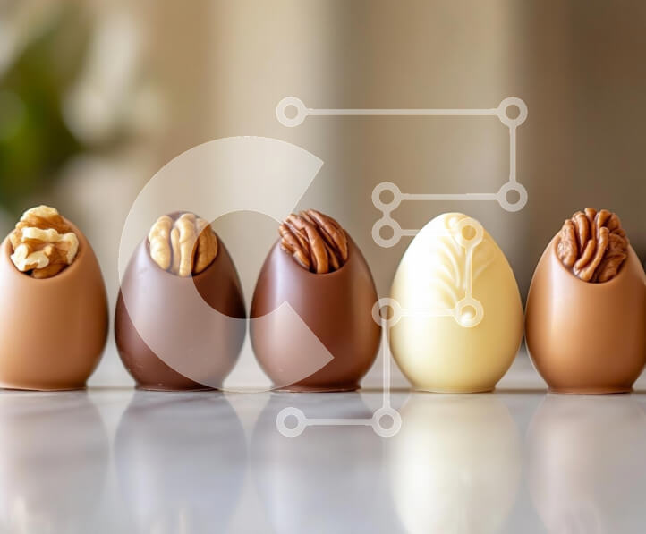 Σετ των 2 Intra Συλλεκτικό Ξύλινο Παζλ Plywood  4mm - Ποικιλία σοκολατένιων αυγών με ξηρούς καρπούς Σε Ξύλινο Κουτί - Διαστάσεις: 10x10 cm – 25 κομμάτια