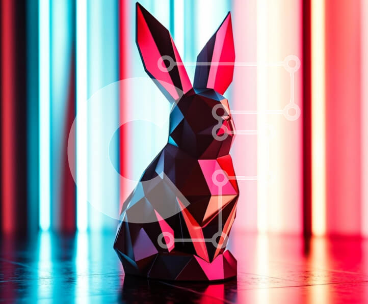 Intra Συλλεκτικό Ξύλινο Παζλ Plywood  4mm - Γεωμετρικό γλυπτό κουνελιού με πολύχρωμο φόντο Σε Ξύλινο Κουτί - Διαστάσεις Puzzle: 10x10 cm – 25 κομμάτια