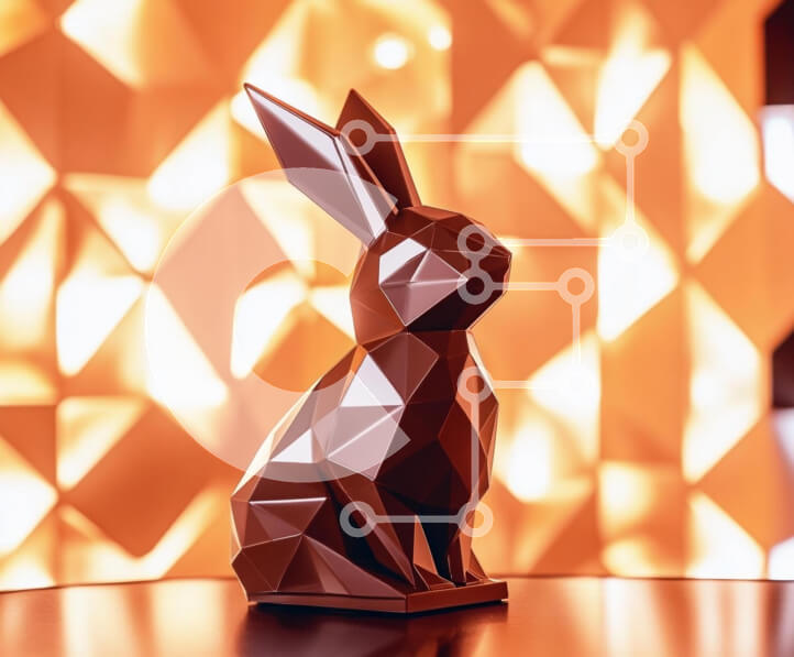 Intra Συλλεκτικό Ξύλινο Παζλ Plywood  4mm - Γεωμετρικό γλυπτό κουνελιού με πορτοκαλί φόντο Σε Ξύλινο Κουτί - Διαστάσεις: 10x10 cm – 25 κομμάτια